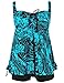 Hilor Women's Retro Pin UP Ruched Skirted Paisley Swimdress Swimsuit Blue 24