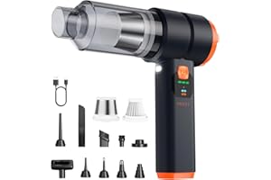 VNOST Car Vacuum Portable Cordless, Handheld Vacuum Cordless with 30000PA Suction, 130000RPM, 6800mAh Battery, 10 Nozzles, Rubber Paint Material for Car, Home, Pet Cleaning（Black）