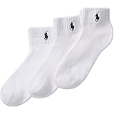 POLO RALPH LAUREN womens Cushioned Cotton Sport Ankle Socks - 3 Pair Pack - Athletic Half Cushion Comfort