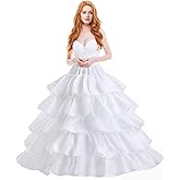 Women's Crinoline Petticoat Underskirt 4 Hoops Skirt 5 Ruffles Layers Ball Gown Half Slips for Wedding Bridal Dress White