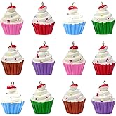 Honbay 24PCS Resin Cupcake Charms Pendant Lovely Food Dessert Pendants Hanging Ornaments for Earrings Bracelet Necklace Jewelry Making (6 Color)