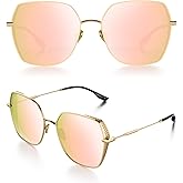 LUENX Women's Oversized Sunglasses, Retro Square Metal Geometric Design with Lattice Side Detailing, UV Protection, Anti-Glare, Perfect for Daily Wear, Travel & Parties (Pink Lens)