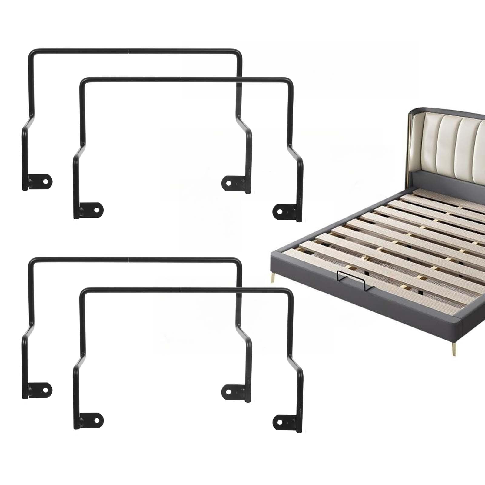 KMERCE Metal Mattress Stopper, 4 Pieces, Queen Size, Black