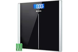 Etekcity Bathroom Scale for Body Weight, Highly Accurate Digital Electronic Weighing Machine for People, LCD Display, Large Size, 6mm Tempered Glass for Safe Home Use, Batteries Included, 400 lbs