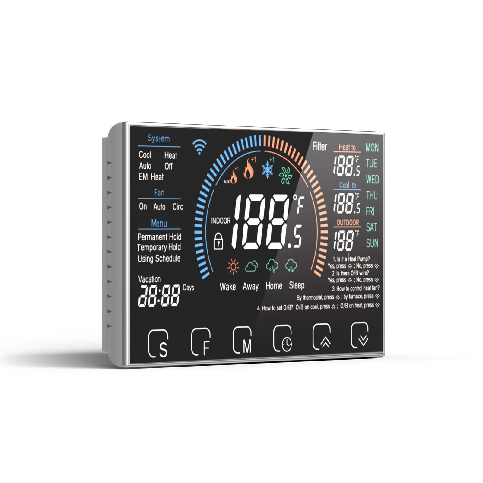 Photo 1 of BSEED WiFi Smart Thermostat for Home - Touch Screen, Energy Saving, 7-Day Programmable (Holiday Mode), Easy DIY, Works with Siri/Alexa/Google, Black?C-Wire Adapter Included?