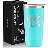 Onebttl Lake House Gifts, Lake Life Gifts for Women/Men, 20oz Insulated Tumbler, Perfect for Boat Owner/Lake Lovers - Lake Time (Teal)