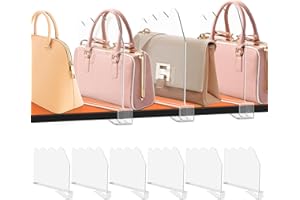Fineonly Acrylic Shelf Dividers for Closet Organization 6PCS Non-Slip Closet Shelf Divider and Closet Separator for Clothes Purse Bag Sturdy Storage Divider for Shelves and Closet Organizer