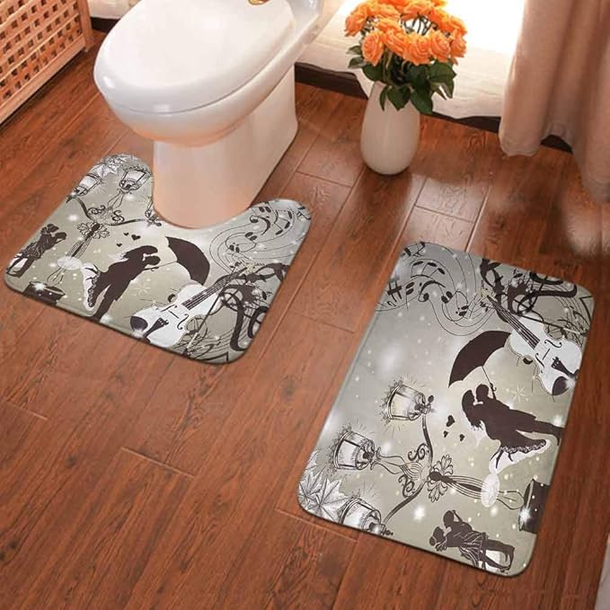 Ahuimin - Juego de alfombras de baño de espuma viscoelástica para besar