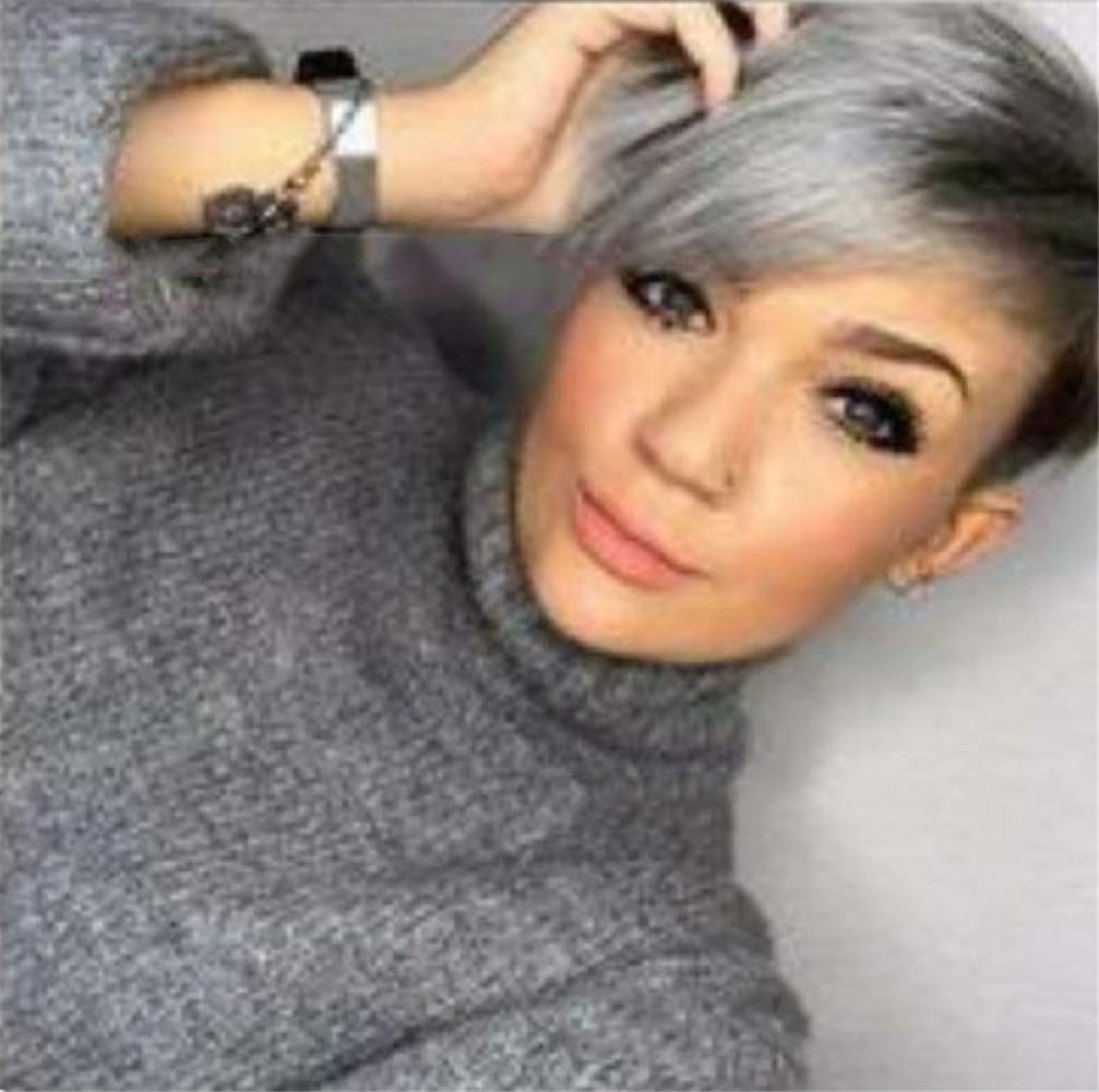 Amazon Com Mmwigs Grey Ombre Short Wigs With Bangs Silver