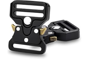 CooBigo 2 Pack Metal Duty Belt Buckles Replacement, 1 Inch Metal Buckle Clip for Dog Collar, Keychain, Hunting Belt Bags, Paracord Bracelets Buckle Hardware Black