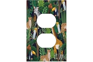 WPSHIJIA Cartoon Animal Zebra Leopard Giraffe Bird Leaf Single Duplex Wall Plate Covers Nursery Light Switch Cover 1 Gang Outlet Plate Decorative Electrical Receptacle Art Faceplate Switchplate for Kidroom
