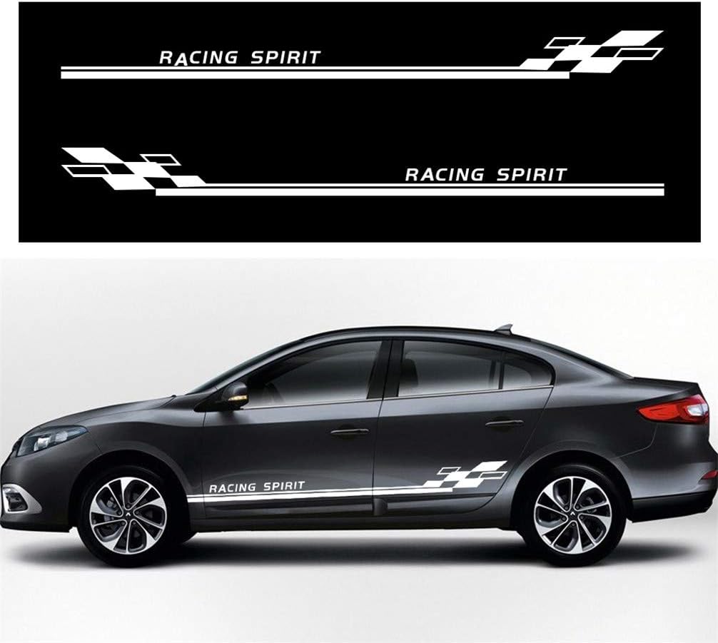 車のサイドステッカー Renault ストライプデザイン スタイリッシュストレートライン カッティング防水スカート装飾デカール 3 17cm White Aペア ステッカー デカール 車 バイク Amazon