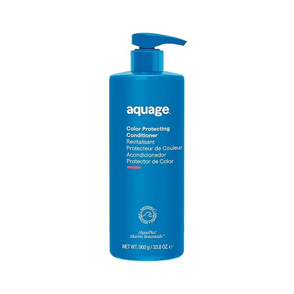 AQUAGE COLOR PROTECTING CONDITIONER, DEEP-PENETRATING MOISTURIZER SEALS IN HAIRCOLOR, INFUSED WITH NUTRIENT-RICH SEA BOTANICALS, RESTORES HAIR AND ADDS SHINE, 33.8 OZ.
