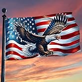 American Flag-Patriotic Eagle American Grommet Flag TQN2402GF, 3x5 ft., With Flagpole Mounting Rings-USA Flags Premium Polyester-Decorative Indoor Outdoor Flag