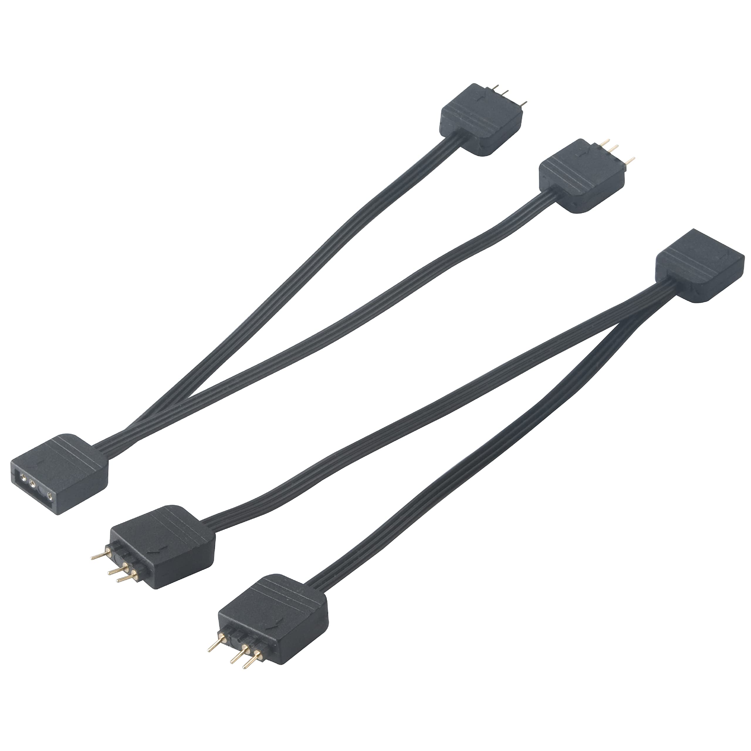 Akasa Addressable RGB LED Splitter Cable | 1-to-2 aRGB LED Splitter | 3-Pin Connector | 1 Female to 2 Male | 12cm | 2 Pack | AK-CBLD08-KT02