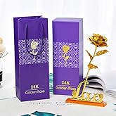 5 Eagles 24k Gold Dipped Rose Rare with Transparent Love Stand Romantic Gift Long Stem Eternity (Gold)