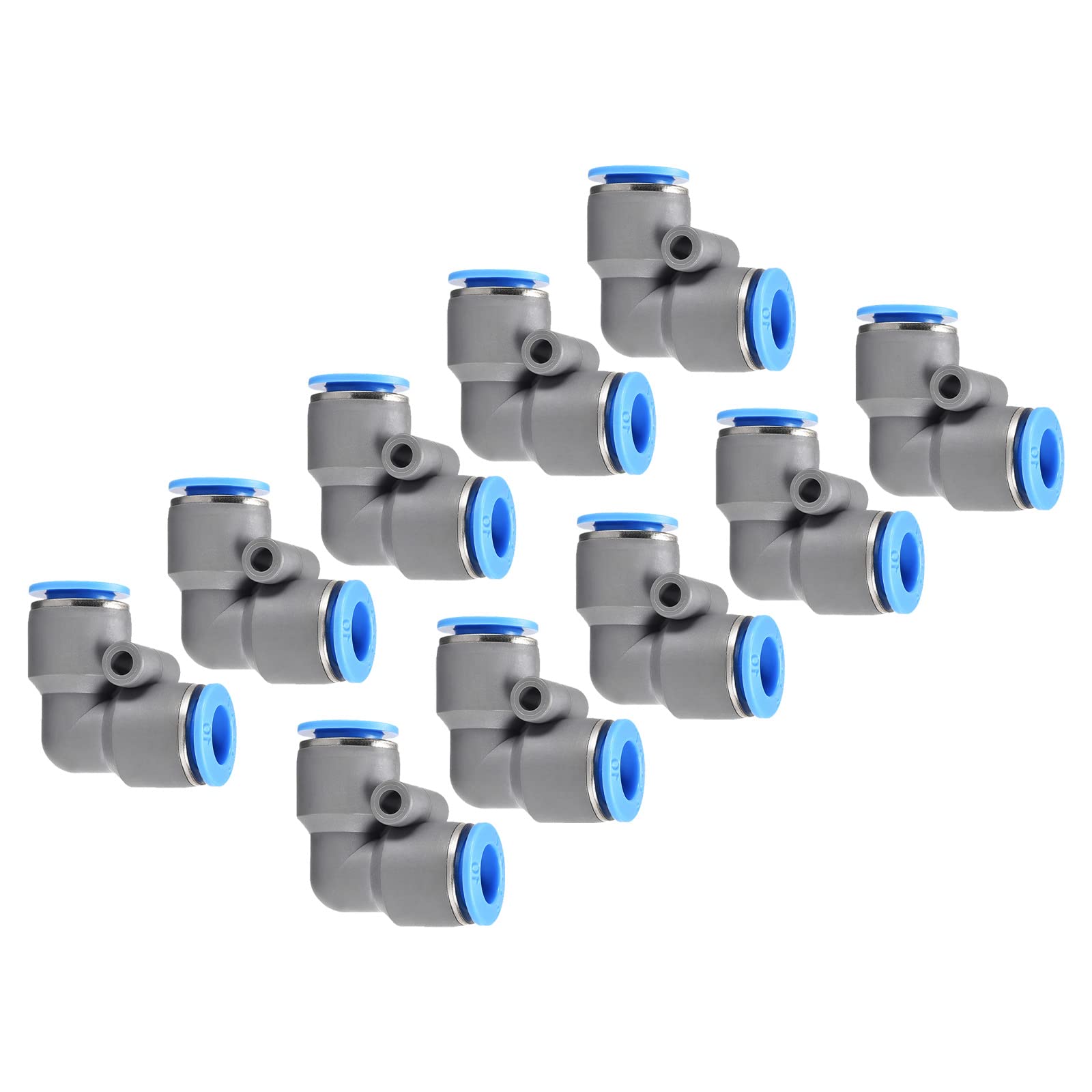 M METERXITY 10 Pack Pneumatic Air Elbow - 90 Degree Push to Connect Air Fittings Quick Connect, Apply to Pipe Connection (10mm OD, Grey)