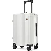 Hulsin 20 Inch Carry on Luggage,Airline Approved 22x14x9 Hard Shell Carry on Suitcase with 360° Spinner Wheels,TSA Lock and Lightweight Hardside Carry-on Luggage for Travel (White, 20 Inch)