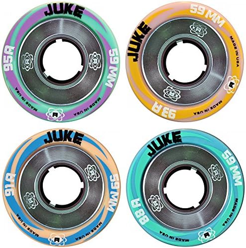 Atom Juke 4.0 Quad Roller Skate Wheels with Alloy Hub 59x38mm 88A Hardness 8pk + Devaskation Bag New for 2016