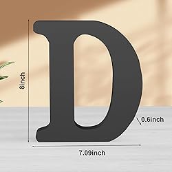 Zaruatu 8 Inch Black Wood Letters Unfinished Wood
