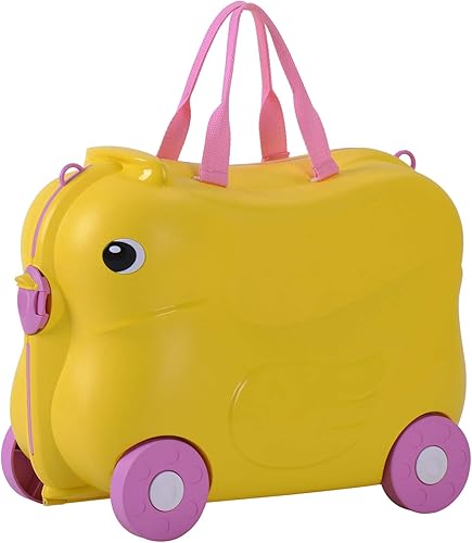Amazon Fullbeingスーツケース子供用 機内持ち込み キャリーバッグ キャリーケース トランク 旅行 おもちゃ箱 乗り物 椅子 男の子 女の子 収納 1年間保証 42x33x21cm イエロー スーツケース