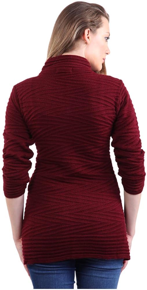 montrex acro wool winter long coat for women, girls (maroon)