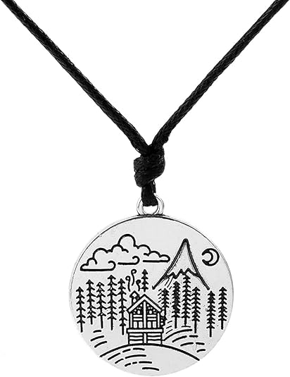 Amazon ソロモンの小さな鍵パンクmountain木製キャンプアウトドアromany Adventureチャームネックレスのギフト ネックレス 通販