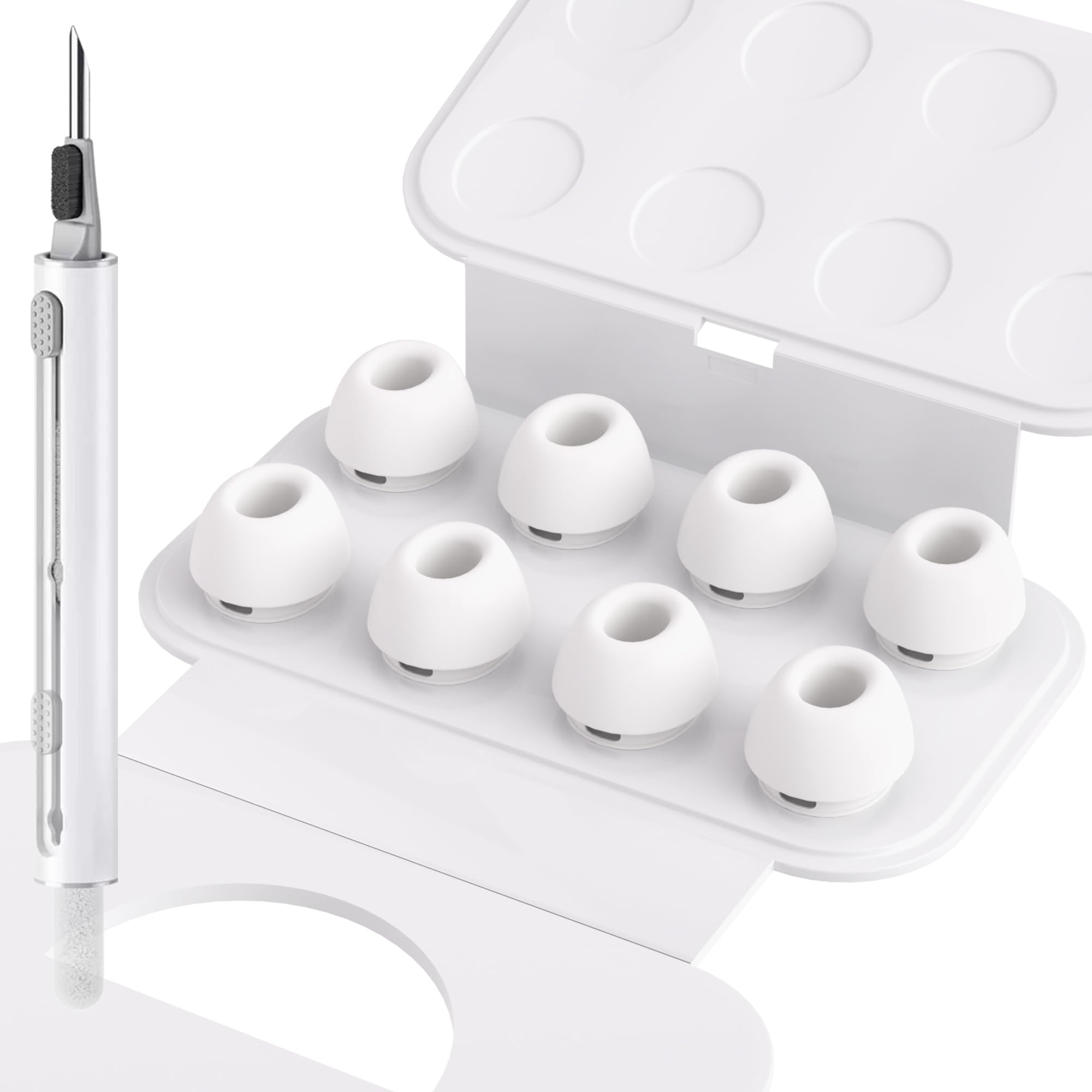 Seltureone 4 Pair Replacement Ear Tips for Airpods Pro/Airpods Pro 2 with Noise Reduction Hole & Cleaning Kit, Anti-Slip Soft Silicone Airpods Pro Replacement Earbuds (XS)