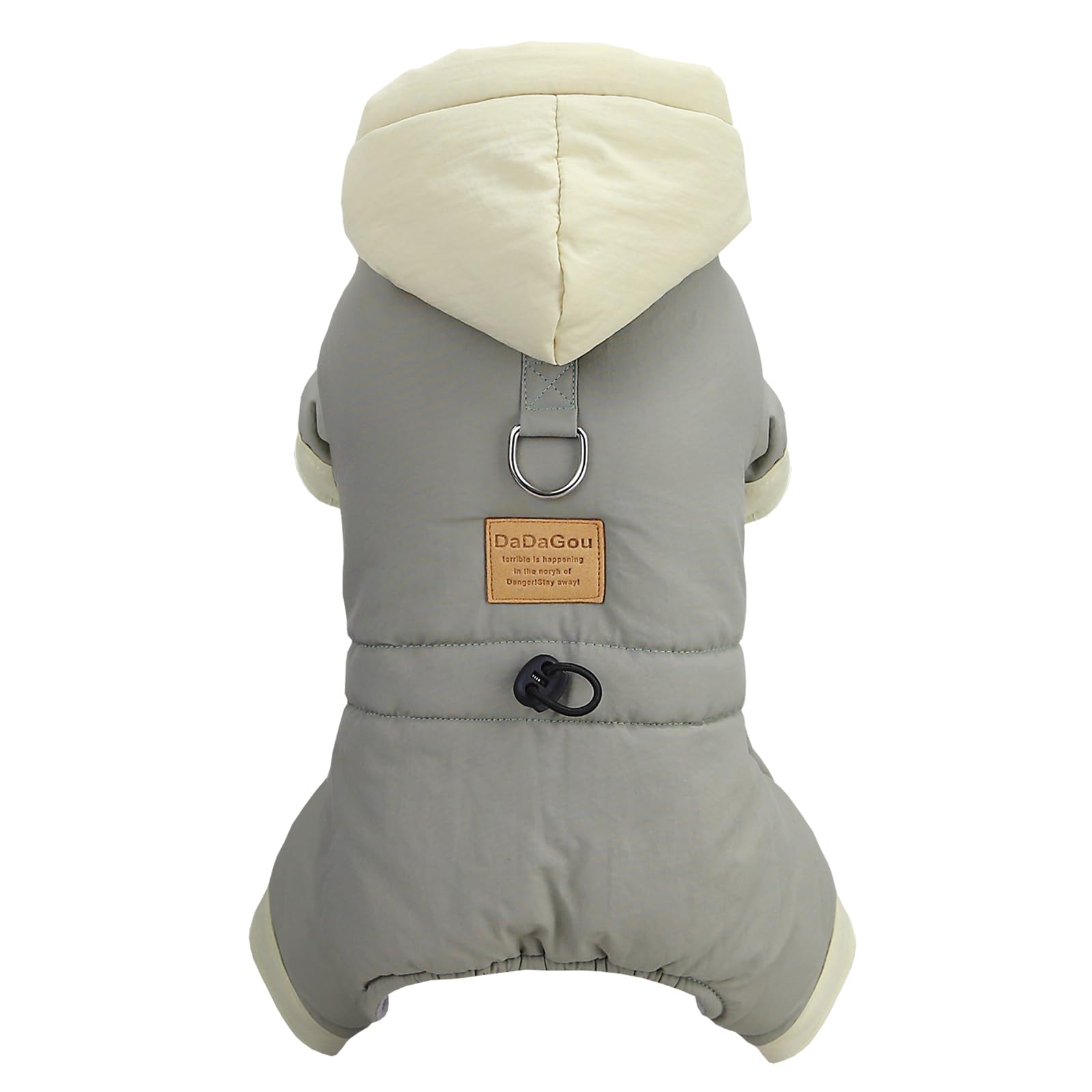 Izefia Dog Coat Windproof Jacket Cold Weather Coats 4 Legs Warm Jumpsuit Winter Thick Snow Proof Clothes Cotton Coat for Small Dog Medium Cat Grey XL