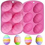Crethinkaty Easter Egg Chocolate Moulds - 1 Pack 6 -Cavity Easter Egg Shape Silicone Mould DIY Chocolate Pastry Cake Baking M