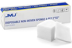 JMU Gauze Pads 2x2, 4-Ply Non Woven Gauze Sponge, Non-Sterile Dental Gauze 200 Pieces All Purpose Gauze Sponges