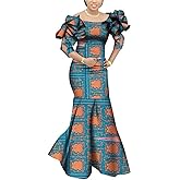 Fashion Robe Africaine Femme Elegant Maxi Long Dresses African Ankara Print Mermaid Dresses Dashiki Evening Gowns