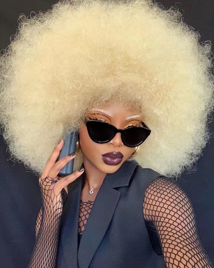 CoCrowns Afro Wigs for Black Women Short Curly Afro Wig Natural Looking Synthetic Full Wigs for Party Cosplay (613)