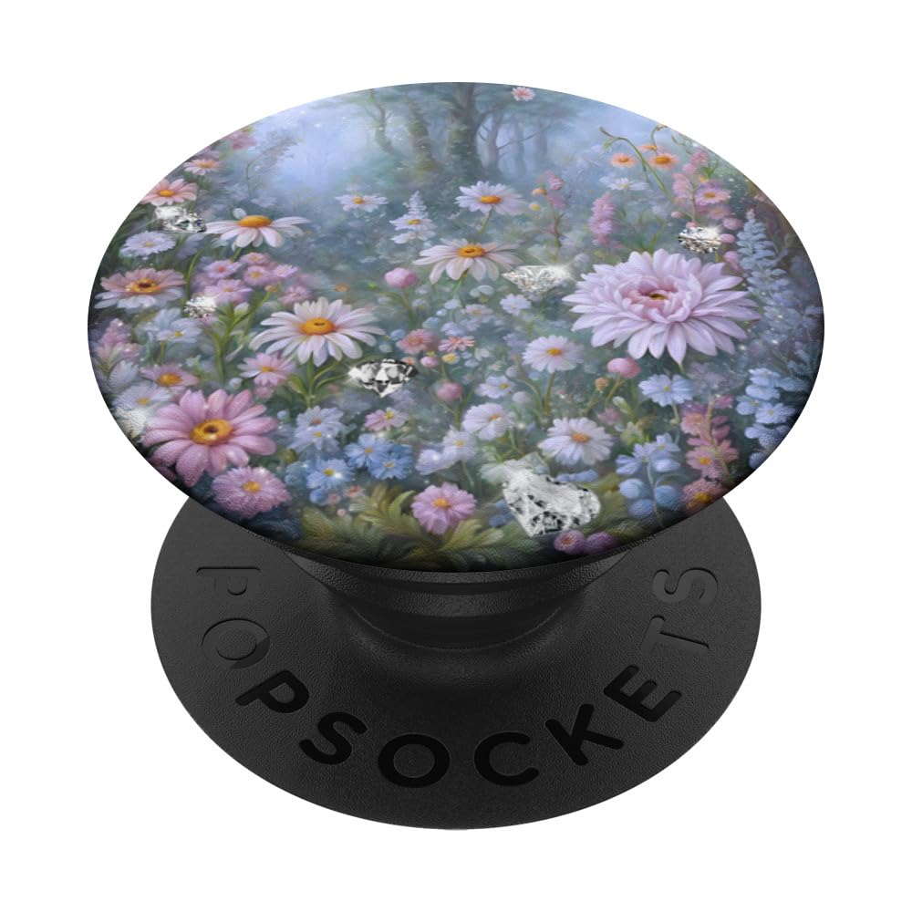 Daisies, Sweet Peas + Diamonds April Birthstone and Flowers PopSockets Swappable PopGrip
