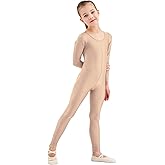 Kepblom Girls Scoop Neck Long Sleeve Unitard Bodysuit Dancewear For Child