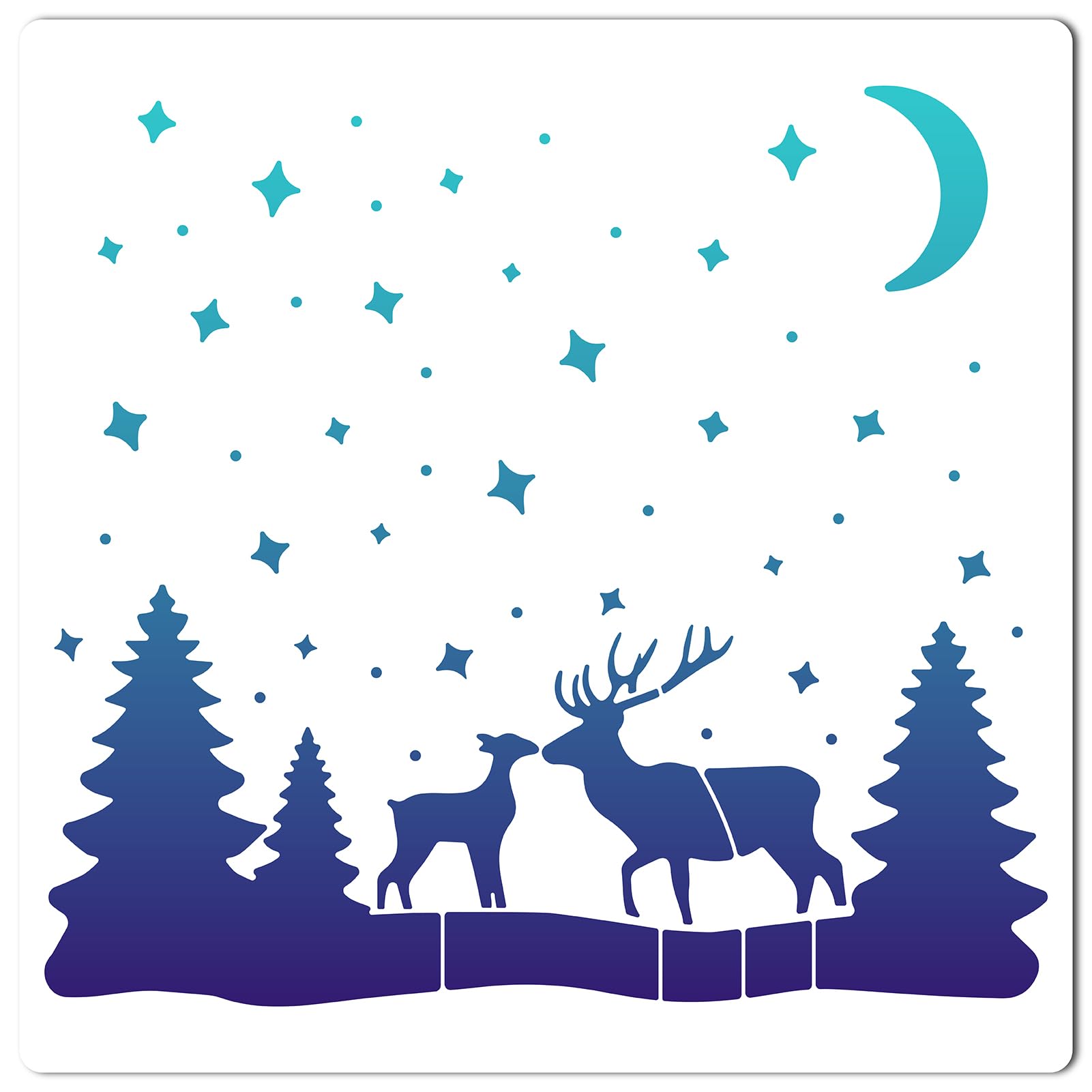 GORGECRAFT 11.8 Inch Reindeer Stencil Plastic Drawing Stencils Reusable Painting Templates DIY Decorative Animal Moon Tree Pattern Template Crafts for Scrapbooking Furniture Wall Wood Paper Decor