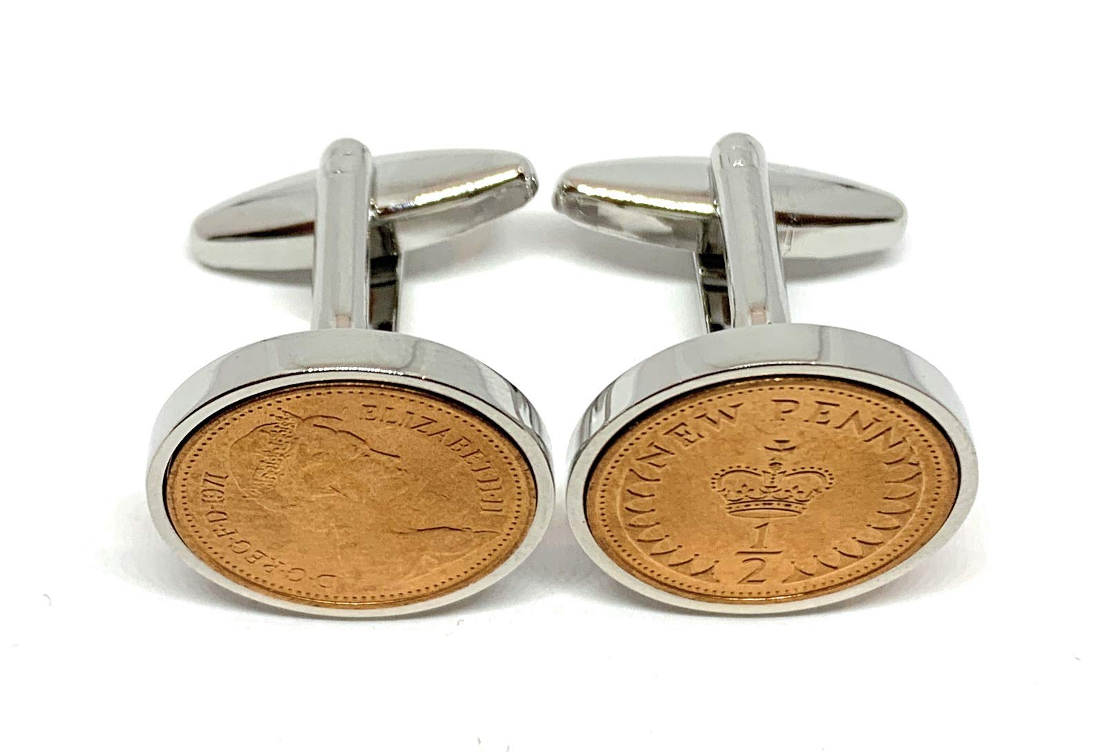 1971 55th Birthday/Anniversary Half pence coin cufflinks - English Half pence cufflinks from 1971 for a 55th Birthday