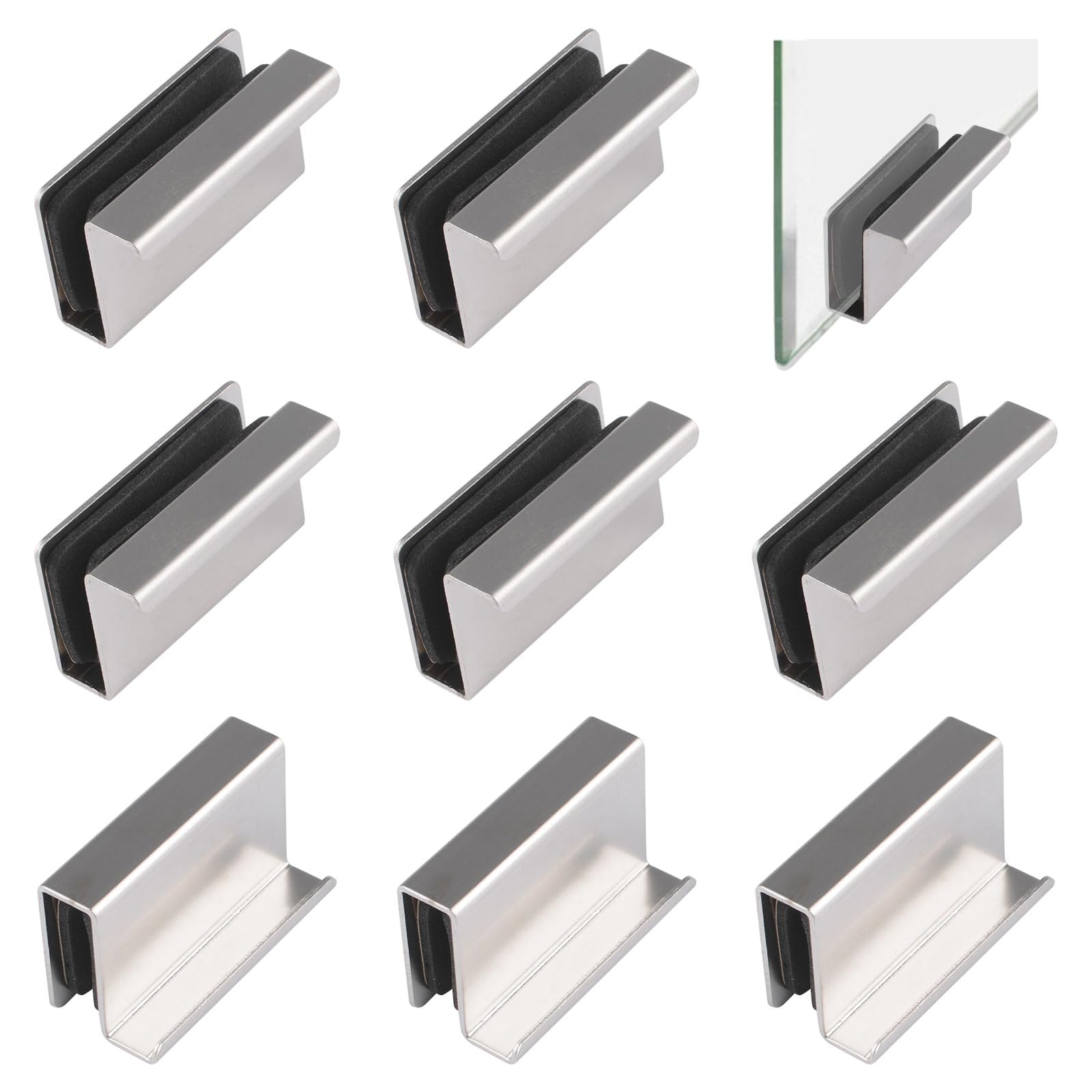 UFURMATE 8Pcs Glass Finger Edge Pull Cabinet Finger Pull Handle Glass Door Clips Cabinet Latch Clamp Concealed Handle for Display Glasscase Door (Pearl Nickel)