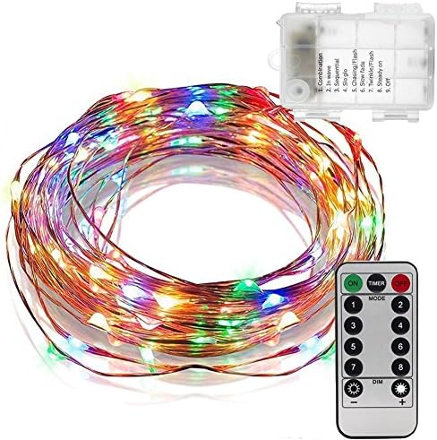 Fairy Lights 200LED Battery Powered LED String Lights Geefawa 66ft Waterproof Copper Wire Lights Firefly Lights Dimmable with Remote Control for Indoor Outdoor Bedroom Patio Garden Multi-Color
