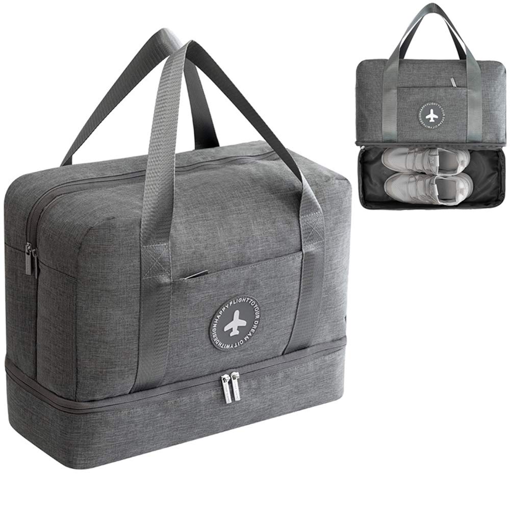 Kaxich Waterproof Gym Bag Duffle Bag Travel Overnight Bag Dry Wet Separation Weekender Handbag Sports Fitness Swim Tote Bag for Men Women (Grey) 39 x 18 x 30cm/15.35'' x 7.08'' x 11.8''