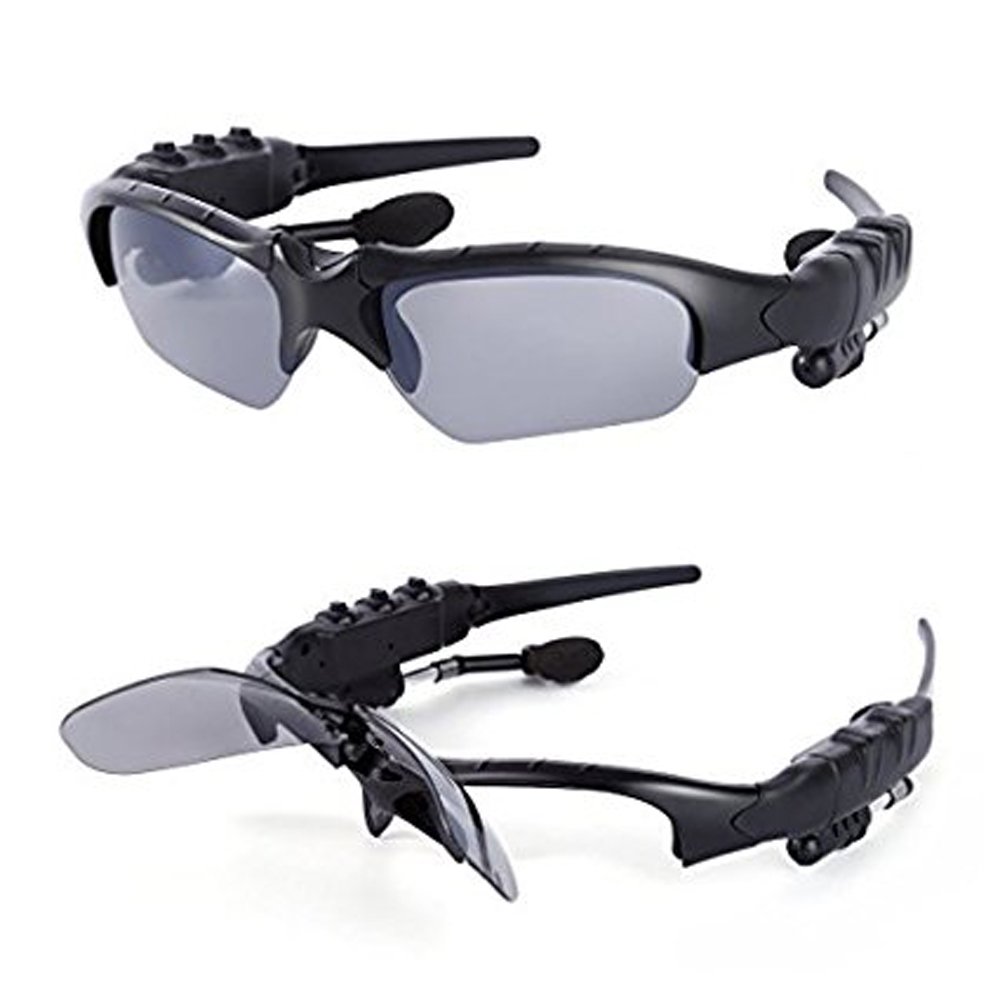 LEADEN Wireless Bluetooth MP3 Polarized Lenses Music Sunglasses V4.1 Stereo Handfree Headphone for iPhone Samsung Most Smartphone or PC (Black)