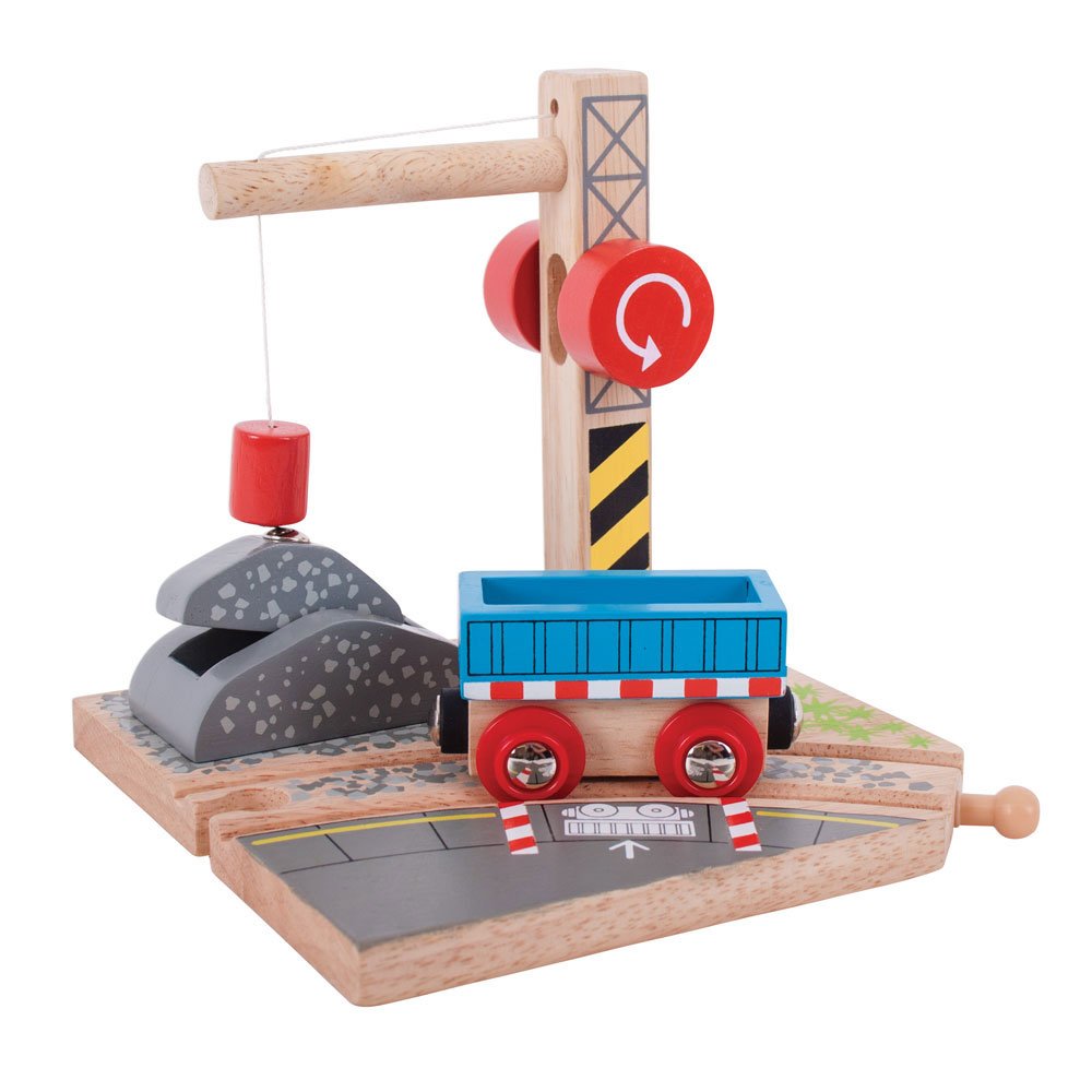 Bigjigs Rail Gravel Wooden Crane for Train Sets - Quality Bigjigs Train Accessories, Compatible with other Major Wooden Railway Brands