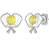 Pickleball Stud Earrings 925 Sterling Silver Sports Earrings Pickleball Jewelry Gifts for Women Men