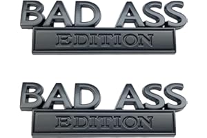 QYZZRS 2 PCS Bad Ass Edition Emblem,Bad Ass Car Funny Decal 3D Raised Letters Bumper Interesting Metal Sticker,for Universal Vehicle,Truck,RV,SUV,car Door,Fender Decoration,Trunk,Motorcycle(All Black)