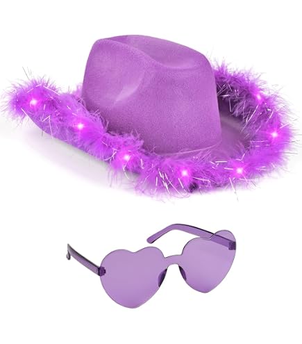 Amazon.com: Funcredible Purple Light Up Cowgirl Hat - Shiny  display picture 3