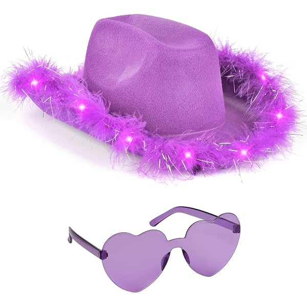 Amazon.com: Funny World Purple Cowgirl Hat Cowboy Hat with  display picture 2
