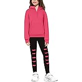 Crazyme Girls Clothes Half Zip Crop Pullover Sweatshirt 2 Piece Outfits Leggings Pants Kids Clothing 6-14Y