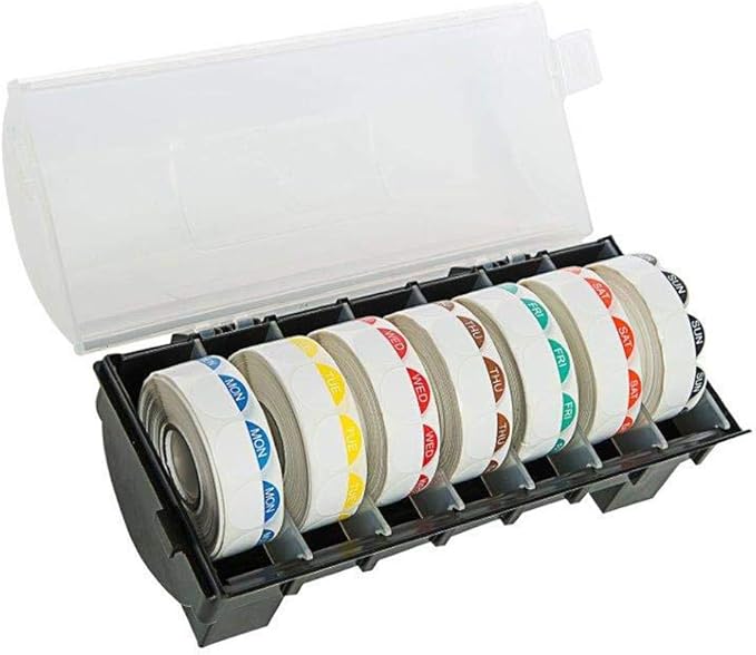 drinkstuff Heavy Duty 7 Roll 19mm Label Dispenser with Food Label Day