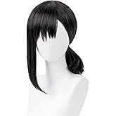 maysuwell for Anime Short Black Cosplay Wigs Halloween Costume Party Adult Hair Wig with Hairpins
