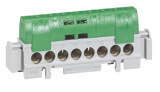 title=Legrand LEG04832- Morsettiera di distribuzione a terra IP 2x, 8 connessioni,